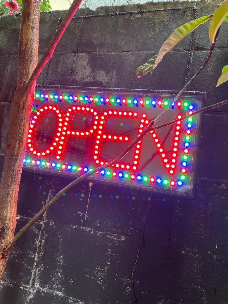 光る LED看板 オープン 防水 30×60cm リモコン付 ネオンサイン