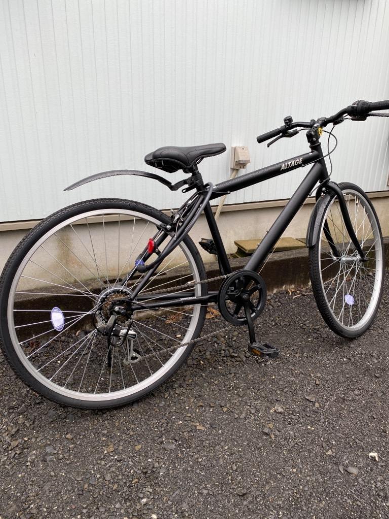 クロスバイク 自転車 26インチ 泥除け LEDライト カギ 可変ステム装備 