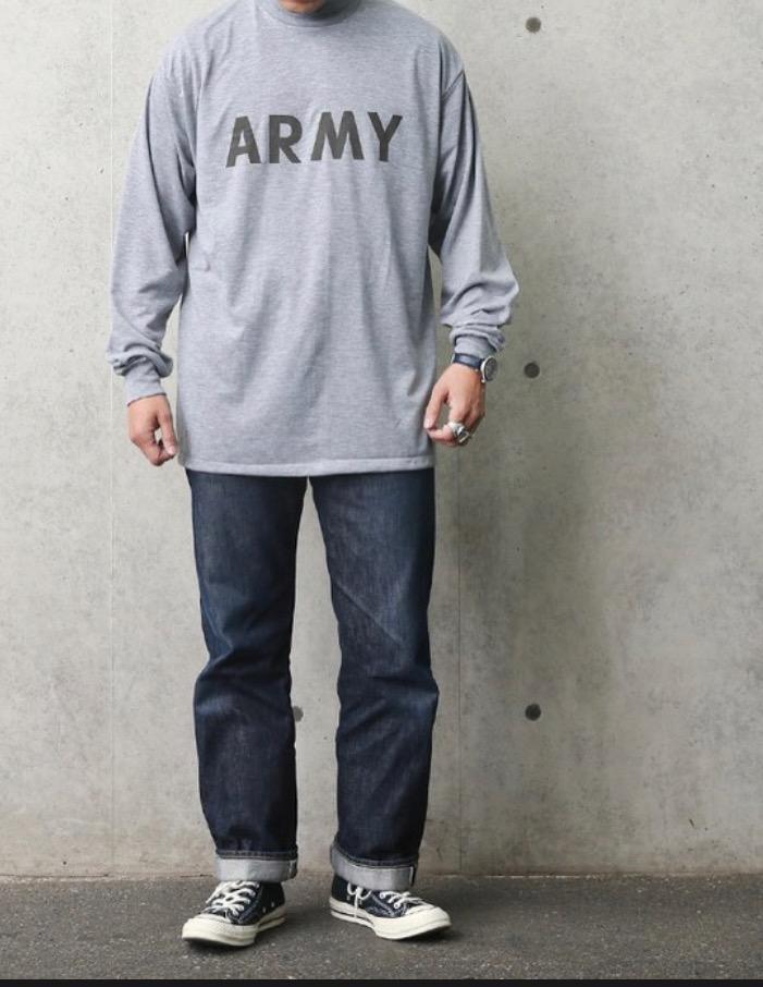 ARMY 長袖 モックネック Tシャツ US 古着 ミリタリー 米軍実物 XL - T