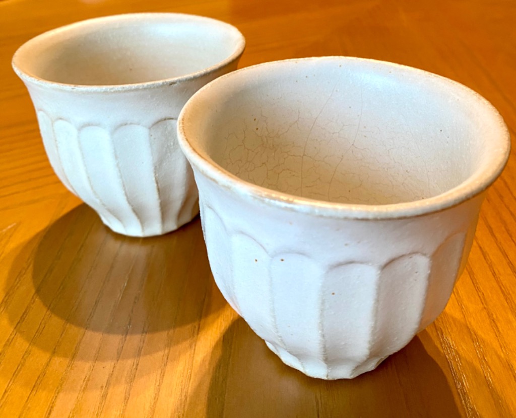 kinari しのぎ丸カップ 益子焼 湯のみ しのぎ模様 ナチュラル