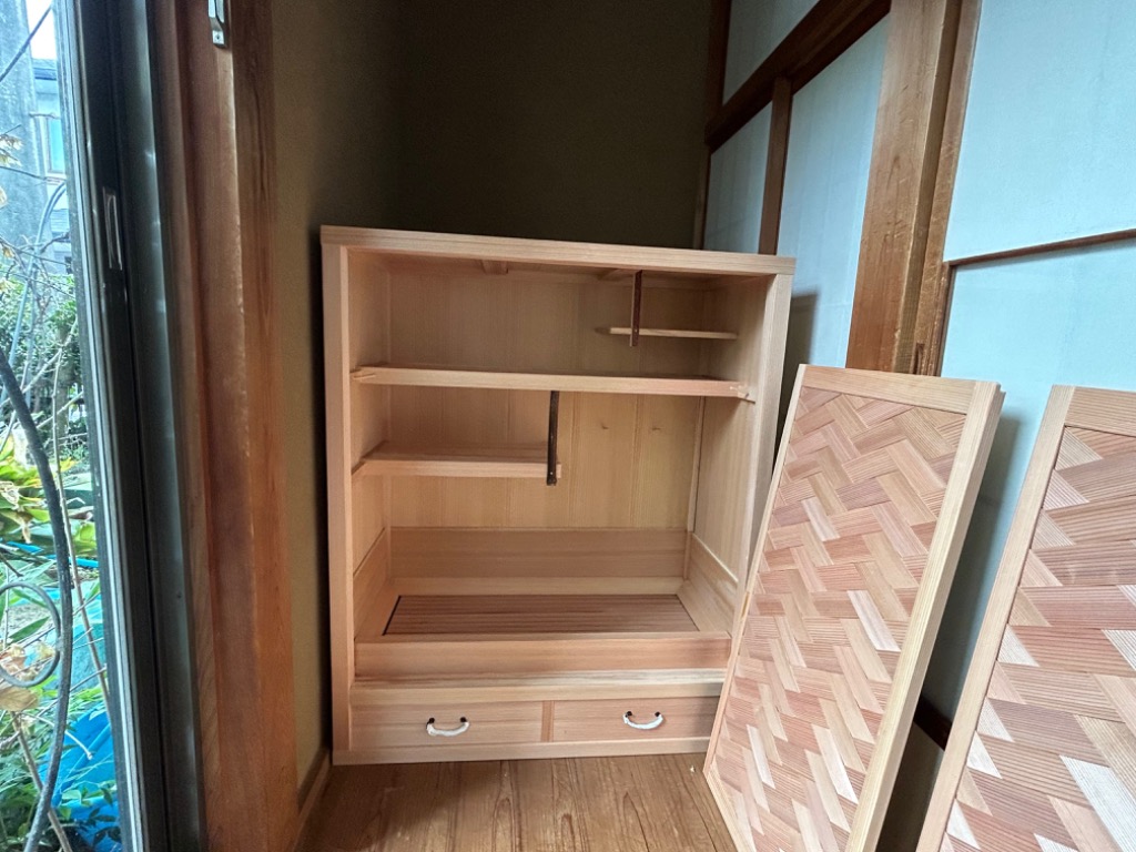 置水屋 小 茶道具収納 茶道具 水屋道具 茶道棚 網代 柾目 コンパクト
