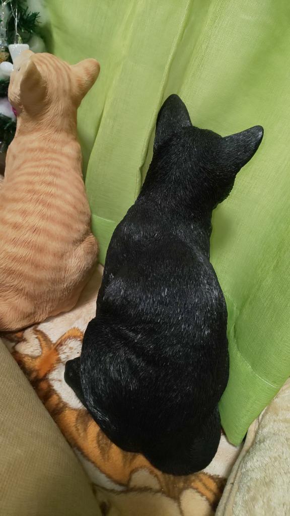 猫の置物 くろ猫 黒猫 N13445 キャット ガーデンオブジェ