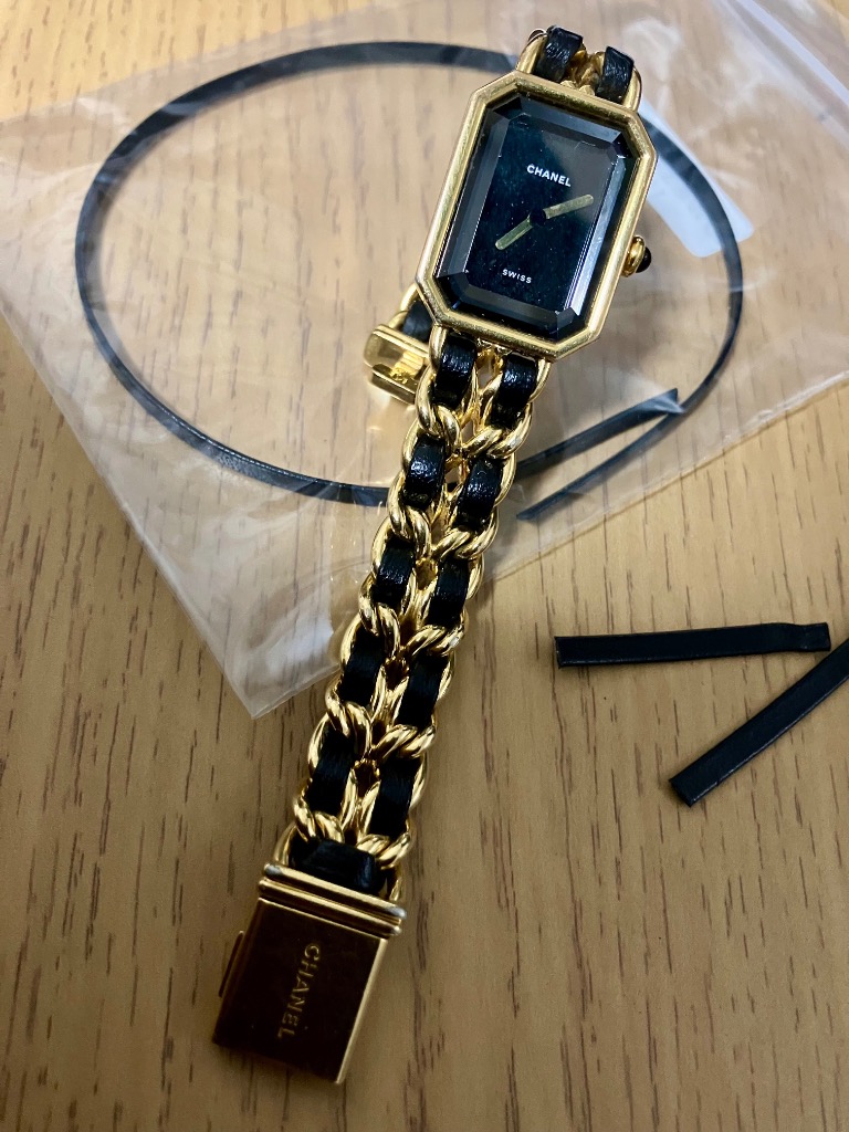 CHANEL（シャネル） プルミエール バンド 革紐 カーフ黒（1セット2本組