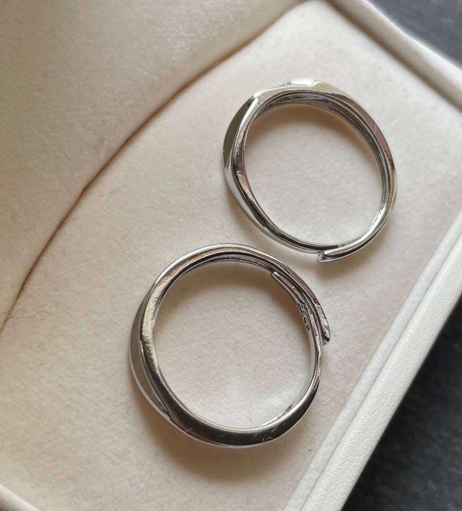 ペアリング カップル 2点セット フリーサイズ シルバー 925 CZ