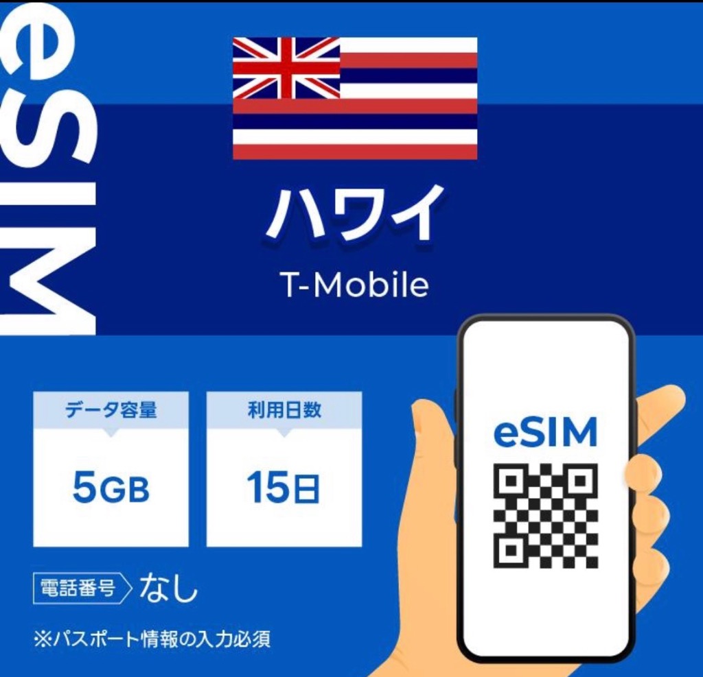 ハワイ eSIM プリペイドSIM SIMカード 5GB データ通信のみ可能 T