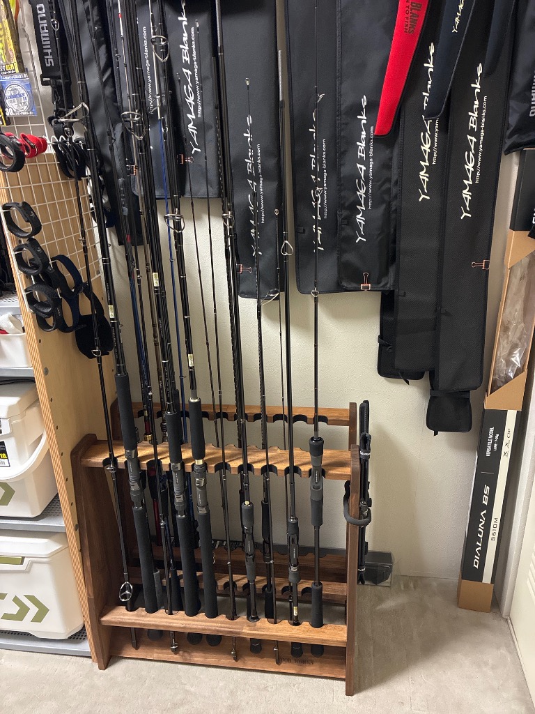 WOODWORKS ロッドスタンド 10本掛 (色：ブラウン) 木製 日本製