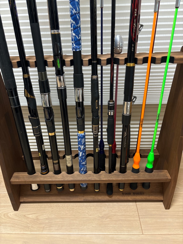 WOODWORKS ロッドスタンド 19本掛 (色：ブラウン) 木製 日本製