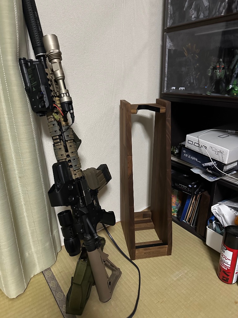 WOODWORKS ガンラック 1丁掛 (色：ブラウン) 木製 日本製