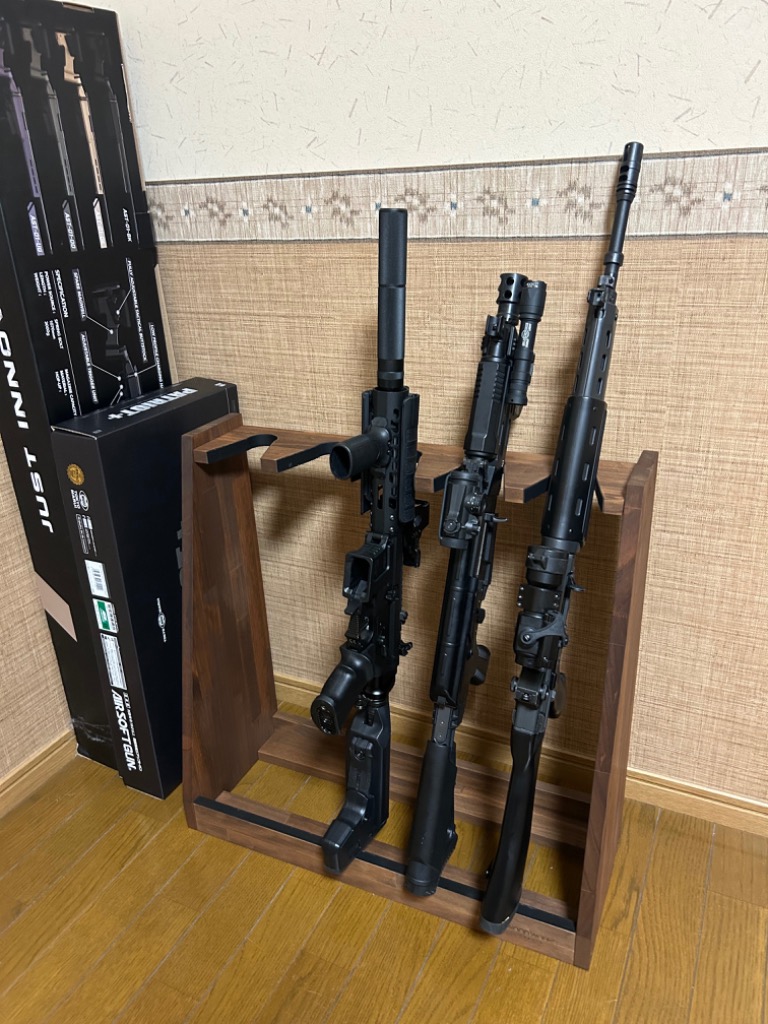 WOODWORKS ガンラック 5丁掛 ( 色：ブラウン ) 木製 日本製
