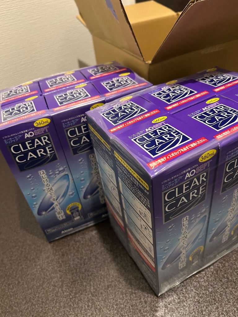 エーオーセプト　クリア 360m L×8箱 Alcon 送料無料 クリアケア 360ml×8本 専用ケース付き