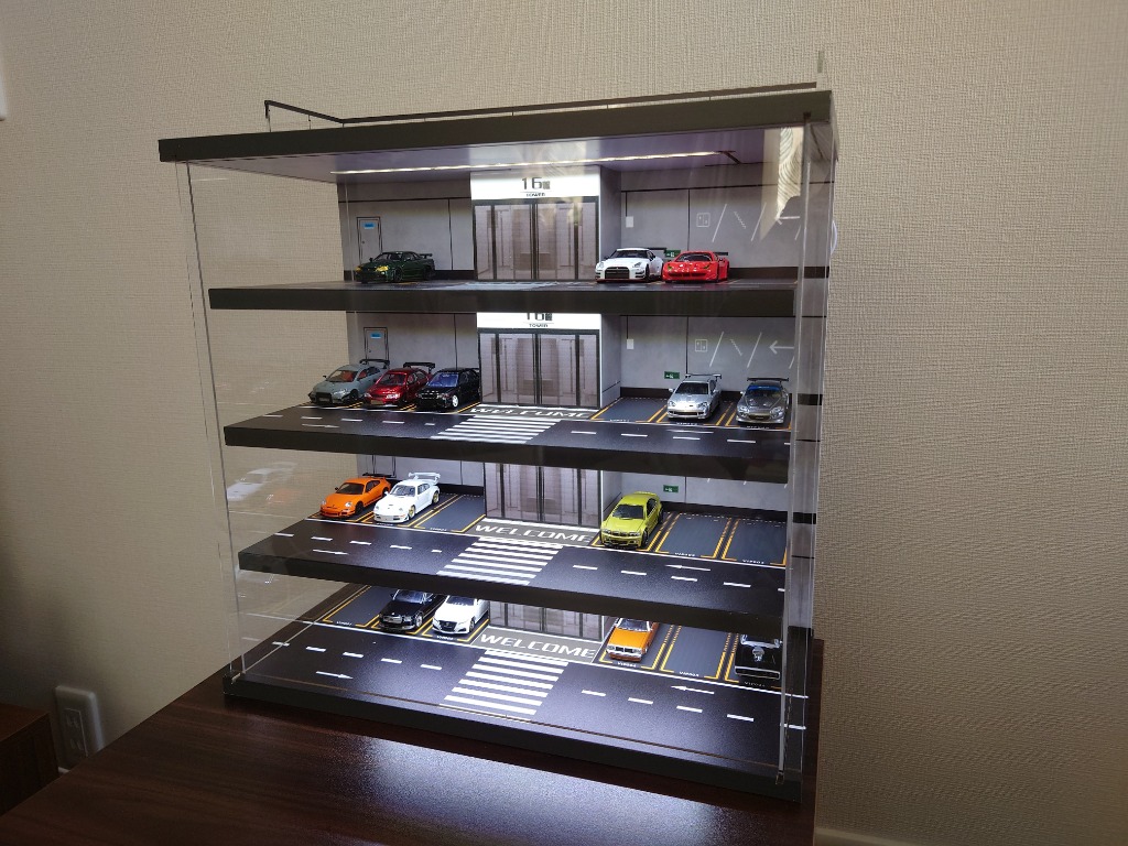 5階建立体駐車場 LED照明搭載 ミニカー専用ディスプレイ 1/64