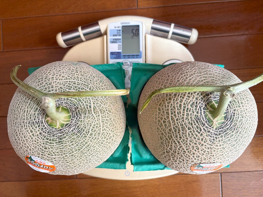 南富良野産　赤肉メロン　5玉　計8kg　正品 南富良野産 赤肉メロン 5玉 計8kg 正品 （北海道より産地直送