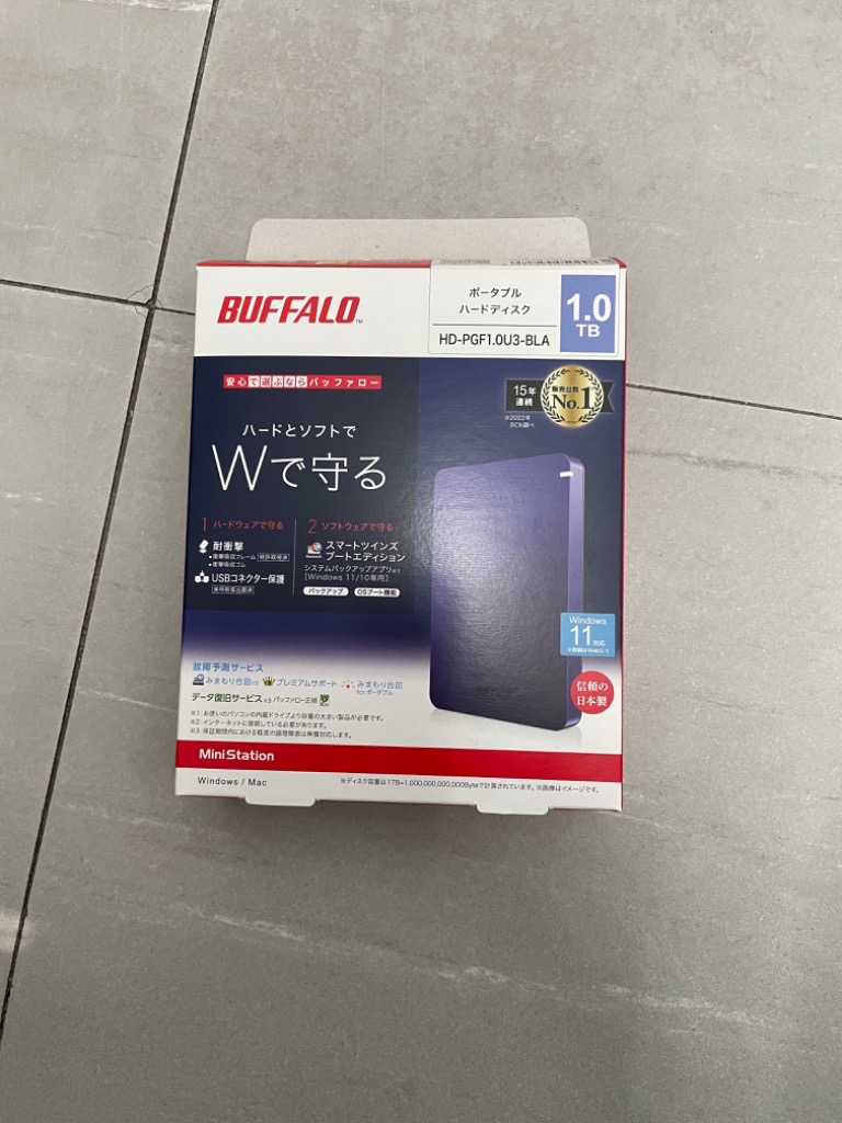 BUFFALO 外付けHDD ブルー [ポータブル型 /1TB] HD-PGF1.0U3-BLA