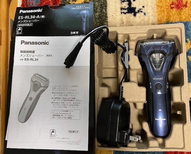 メール便送料無料対応可】 パナソニック メンズシェーバー 電気シェーバー 3枚刃 青 Panasonic DRY WASHABLE ES-RL34-A  返品種別A