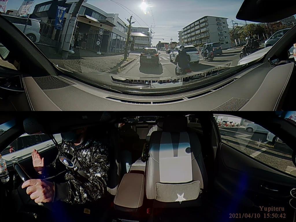 ドライブレコーダー 全周囲360度 ユピテル Q-21c 3年保証 車内撮影