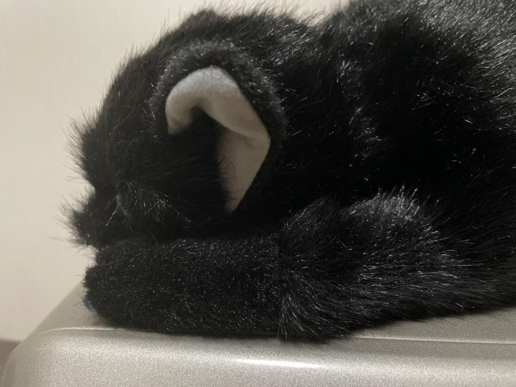 日本製 リアルな猫のぬいぐるみ 58cm (クロネコL目明き)
