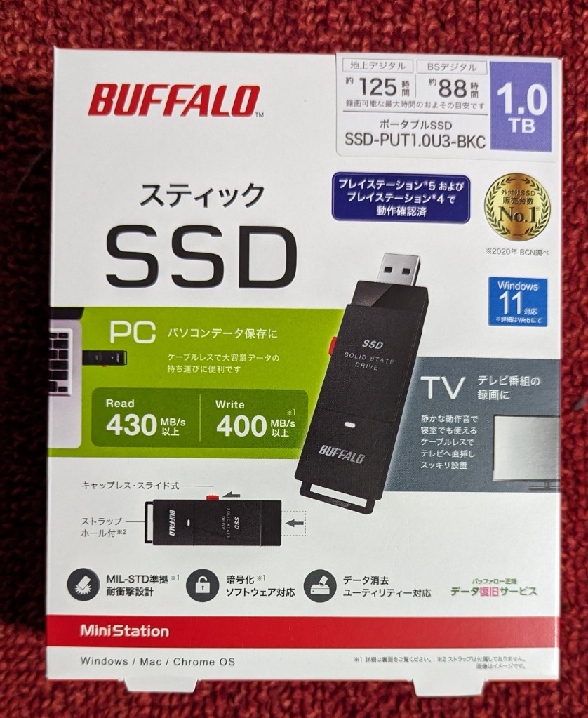 バッファロー SSD-PUT1.0U3-BKC 外付けSSD 1TB BUFFALO :4981254060902 