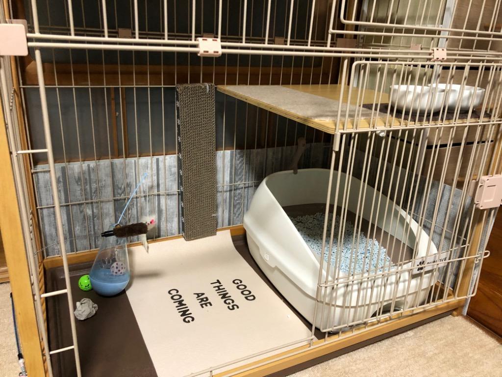 猫 ケージ キャットケージ 木製フレーム 掃除しやすいトレー 3段 多頭
