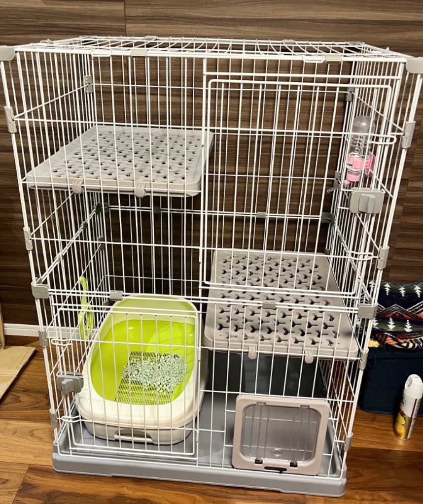 BTM 【猫専用ドア付き 】猫 ケージ キャットケージ 2段 多頭飼い