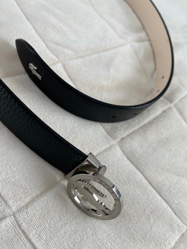 LACOSTE ベルト シルバーサークルバックルベルト レディース
