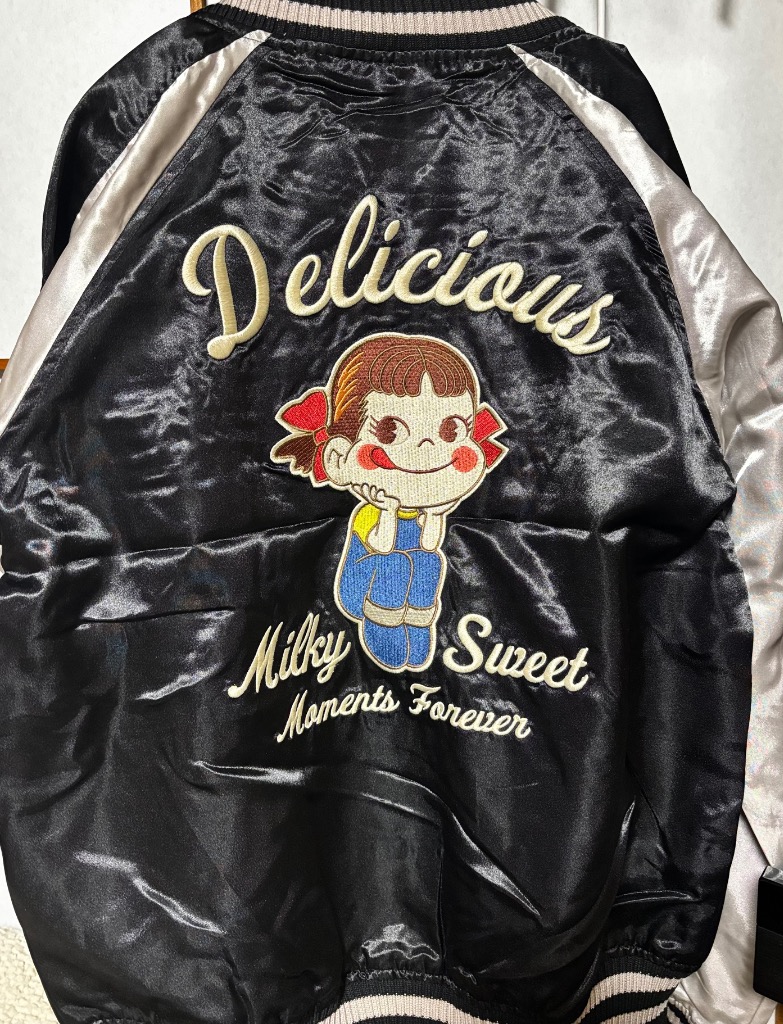 FUNALIVE スカジャン ペコちゃん 刺繍 サテン メンズ レディース