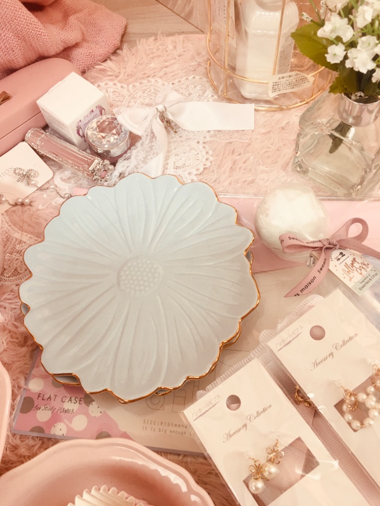 Francfranc 食器 フラワーモチーフ プレート S ブルー