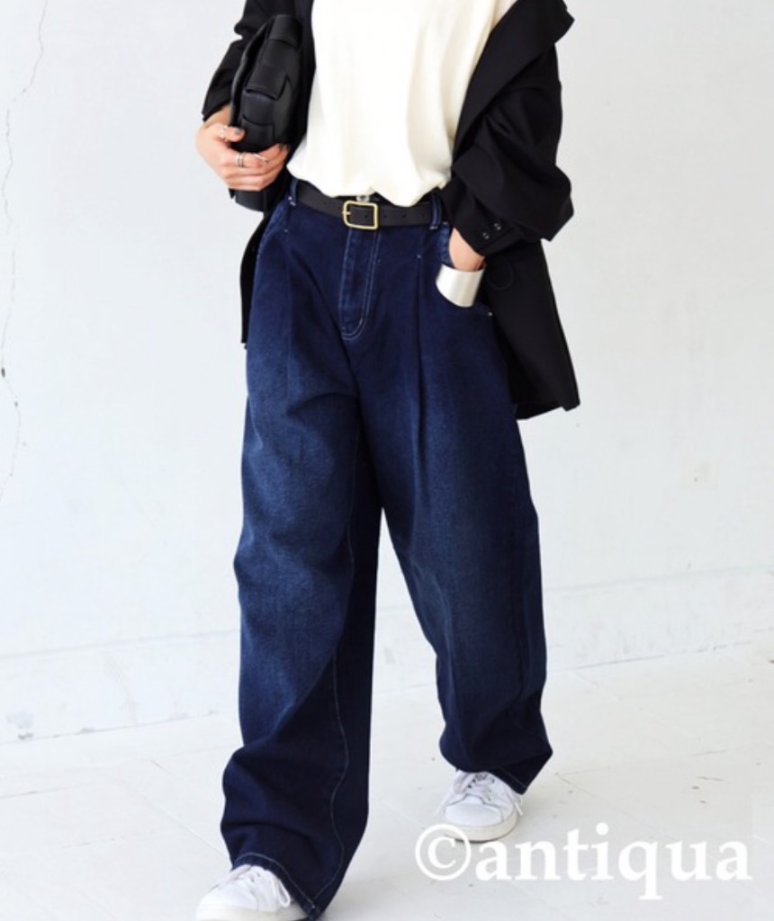 antiqua ジーンズ デニム デニムパンツ タックデニムパンツ
