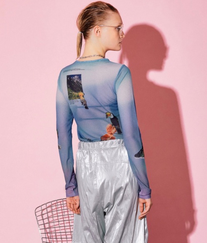 Bird Print Sheer Top メゾンスペシャル Bird Print Sheer Top/バードプリントシアートップ【MAISON