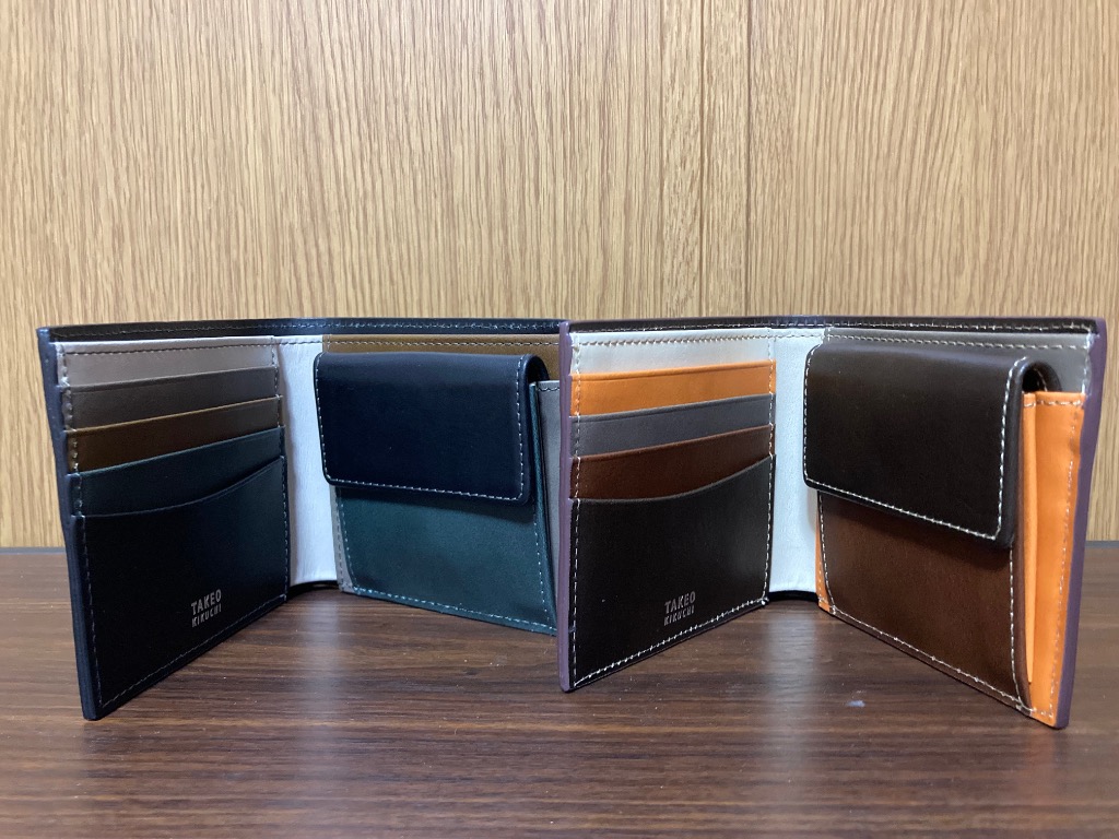 再入荷商品 TAKEO KIKUCHI 財布 アンティーク調レザー 2つ折り メンズ スカート