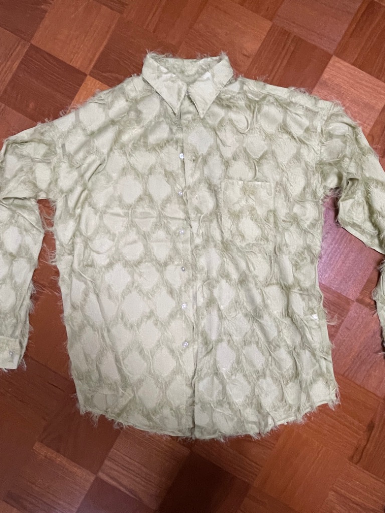 シャツ ブラウス See through jacquard fringe shirt / シースルー