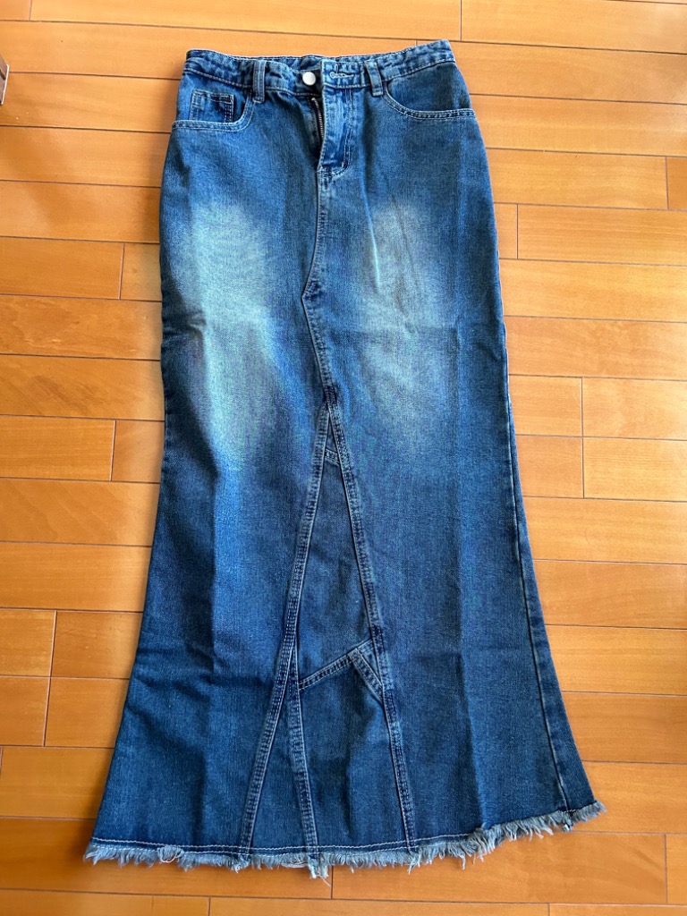 ヴィンテージデニムスカート　 セール】ヴィンテージ 加工 デニムロングスカート（デニム