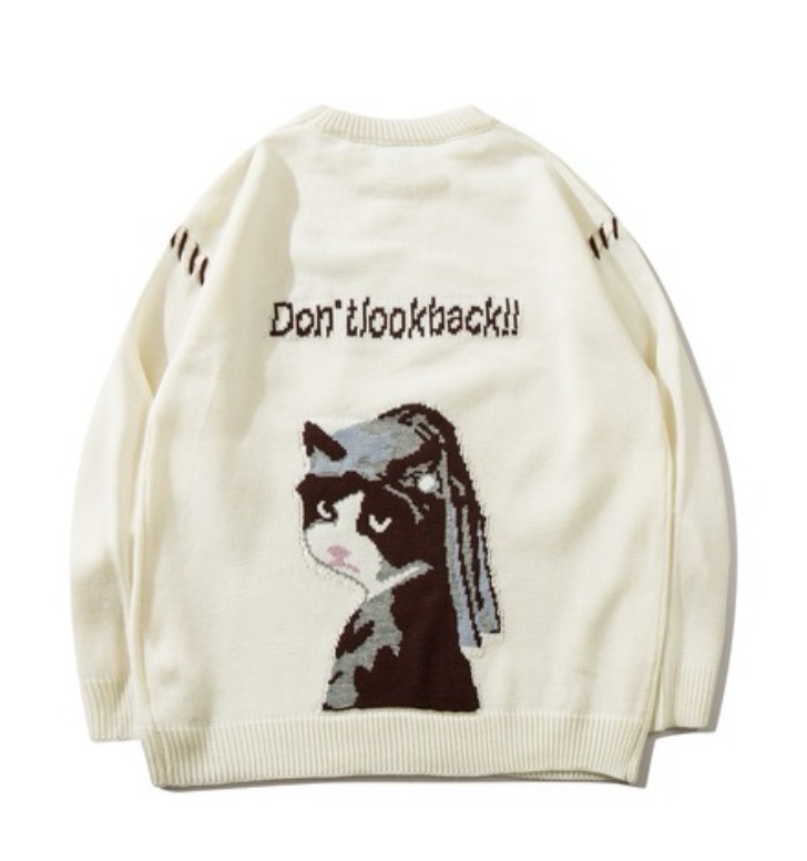 セーター ニット HOOK -original- 激カワ 真珠の耳飾りのニャンコ