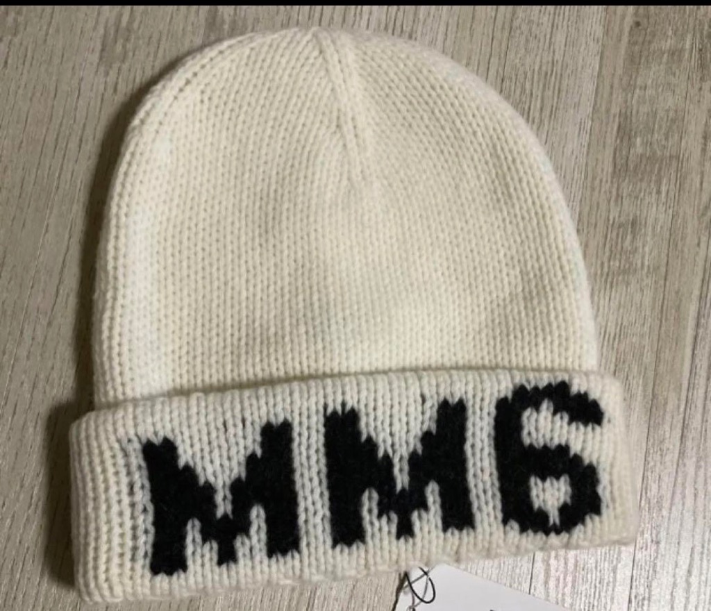 mm6 ウールブレンドブランドロゴニットキャップ帽子 MM6 ニット帽 ニットキャップ Maison Margiela(エムエムシックス