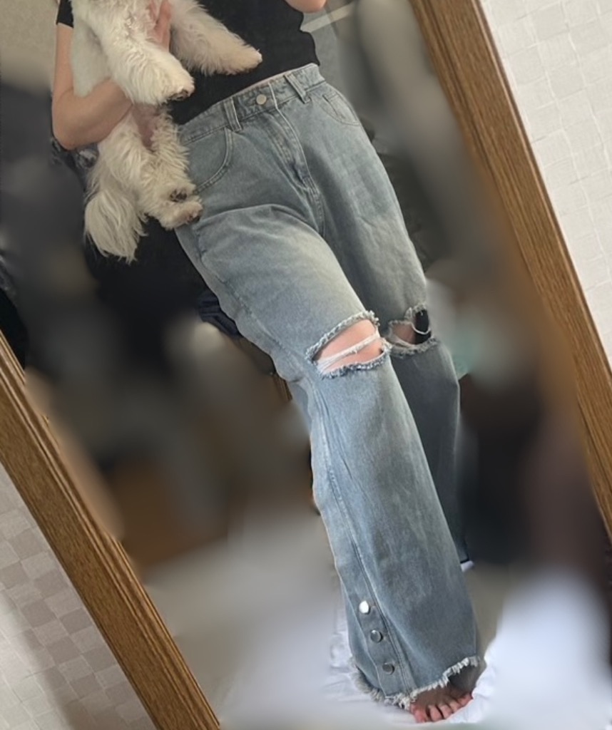 Theater code ジーンズ side button damage denim pants/サイド