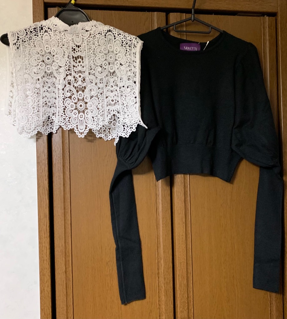 VIOLETTA ニット セーター レースカラークロップドニット