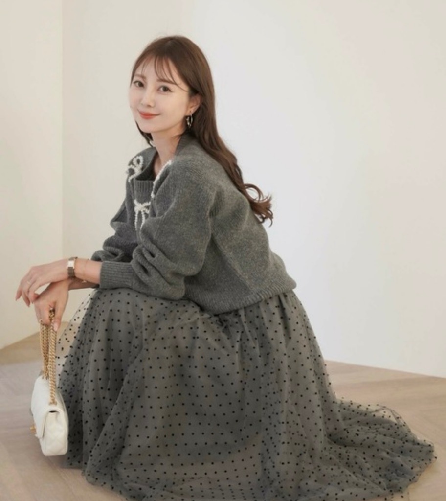 スカート フロッキードット チュール スカート le reve vaniller  