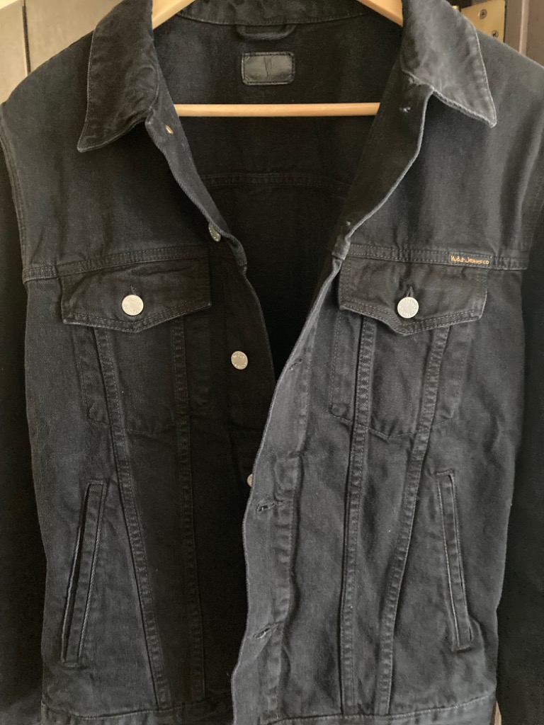 ［NUDIE JEANS］ブラックデニムジャケット　sサイズ 擦れにて光沢あり。 Nudie Jeans デニムジャケット gジャン Robby Black メンズ