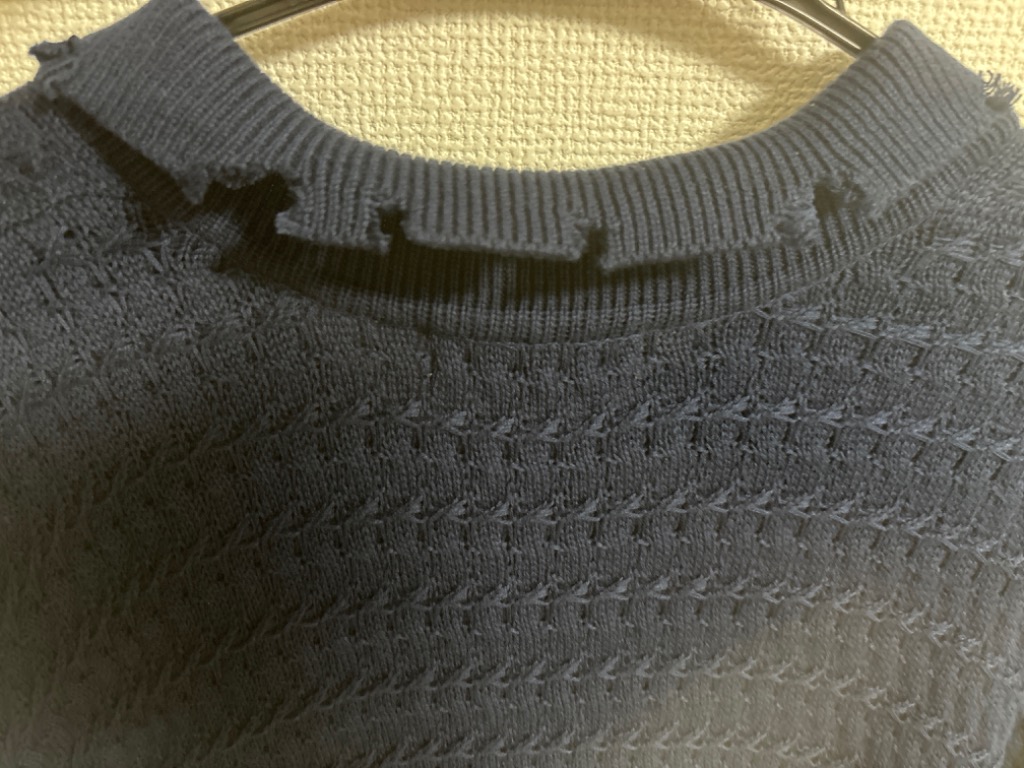 CLEL ポロシャツ 「CLEL」Chain Crochet Design Damaged Short