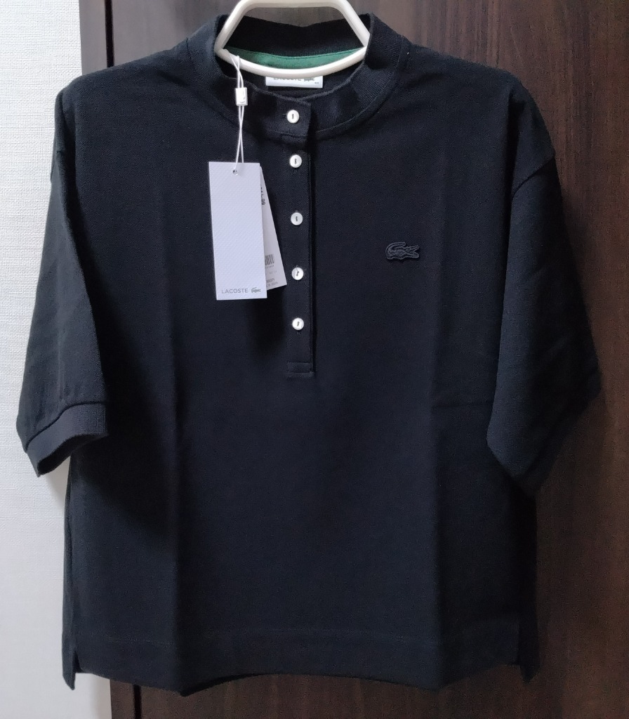 LACOSTE ポロシャツ ポロ リブスタンドカラー クロップド丈 5分