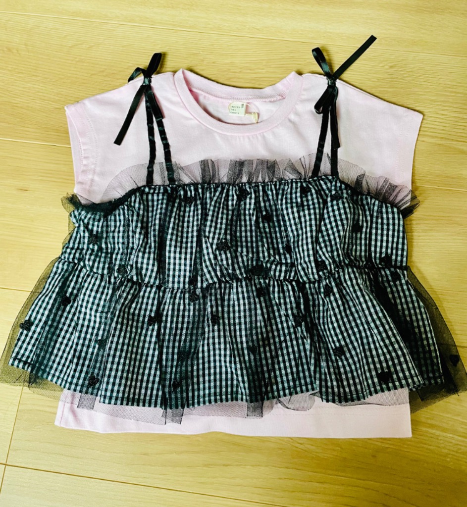 apres les cours（アプレレクール） tシャツ ハート刺繍チュール 