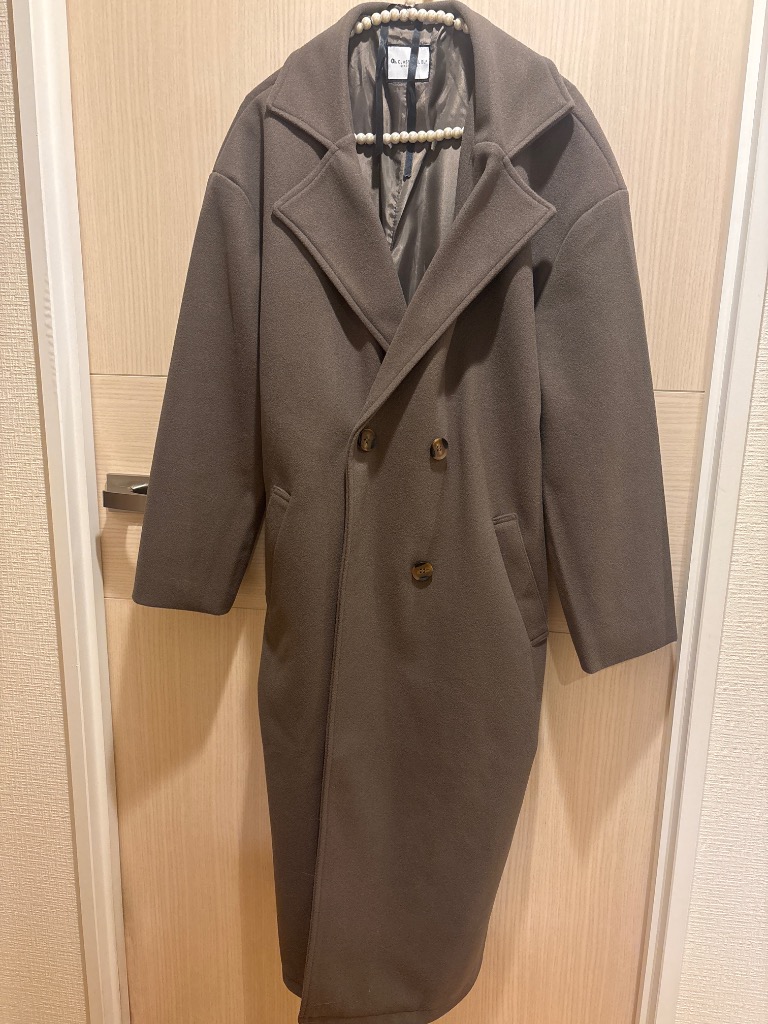 セール】レトロシルエット。ダブルテーラードロング丈コート
