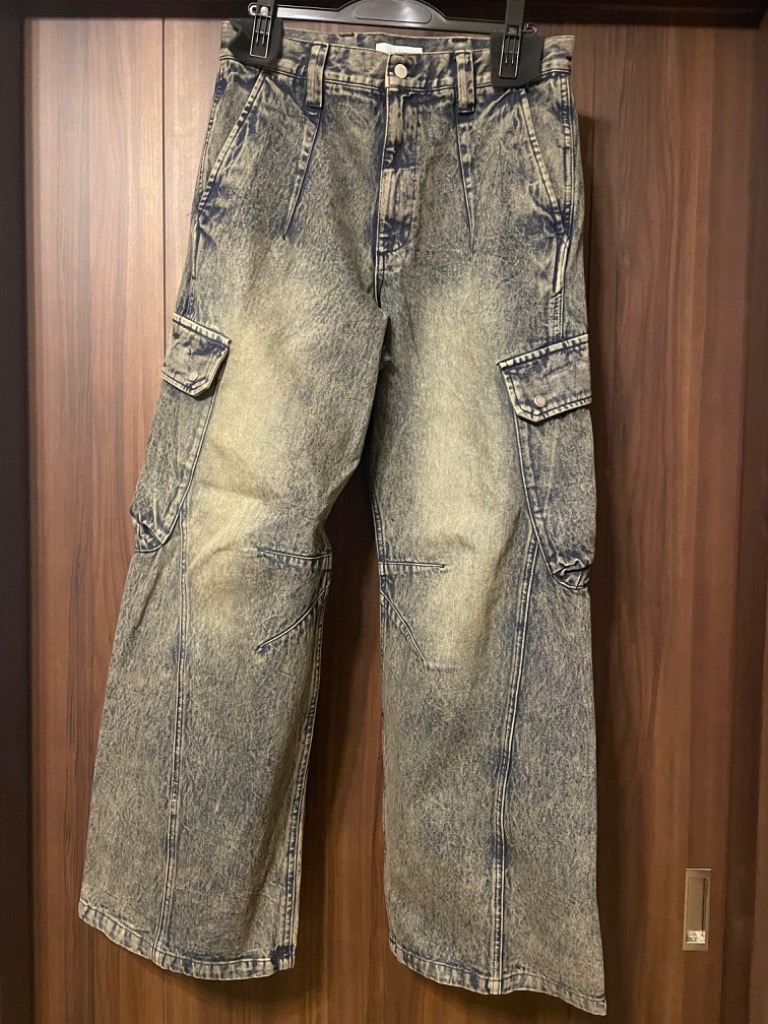 WYM LIDNM ジーンズ VINTAGE WASHED DENIM CURVED CARGO メンズ
