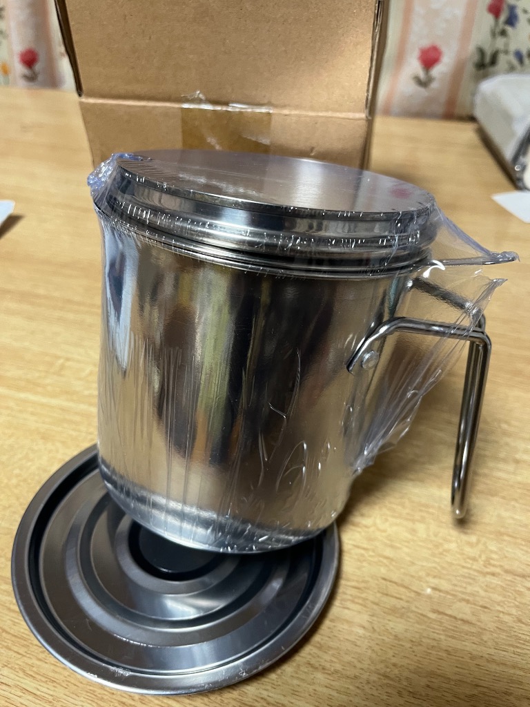 ステンレス製オイルポット 1.3L 小さめ コンパクト 油こし器 再